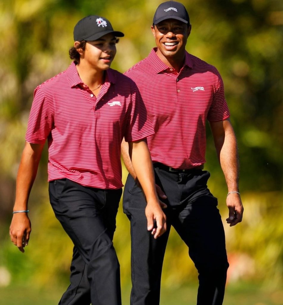 Tiger Woods and Charlie Woods