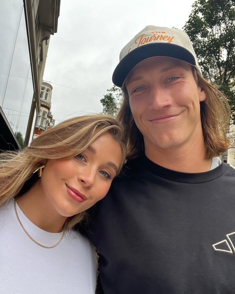 Trevor Lawrence and his wife