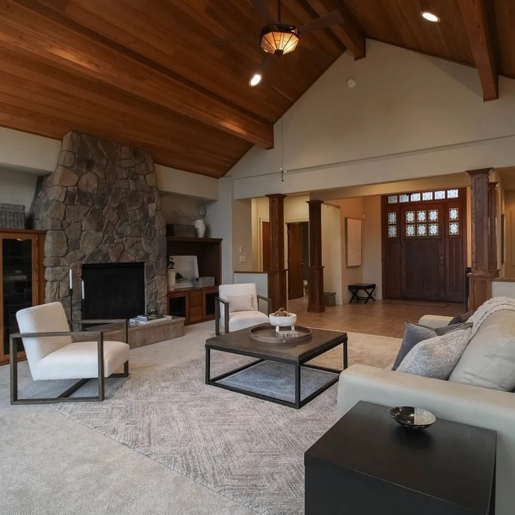 Stone Fireplace in Dan Lanning's Former OR Home