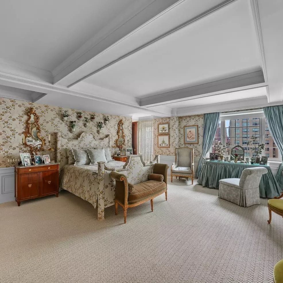 Bedroom in Carolyne Roehm’s NYC Home